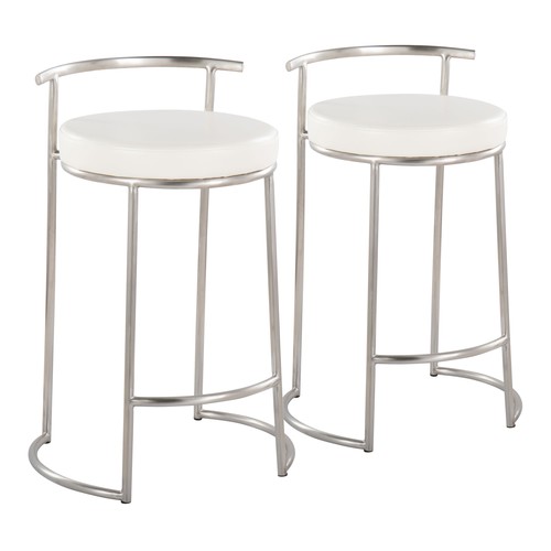Round Fuji 26" Fixed-height Counter Stool - Set Of 2
